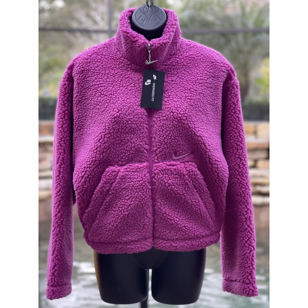 Nike Sportswear Swoosh Sherpa Jacket Women's Size S Purple Activewear
